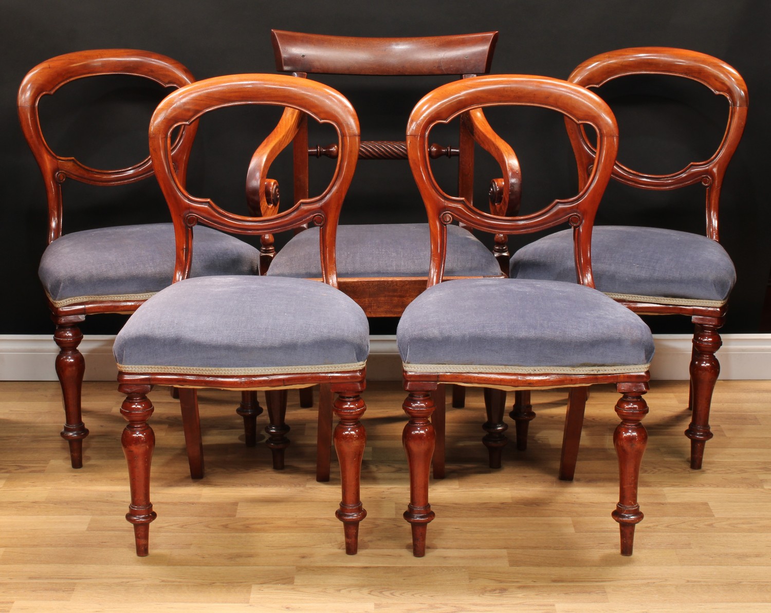 A William IV mahogany open armchair, rope-twist mid rail, 93cm high, 60cm wide, the seat 45cm wide