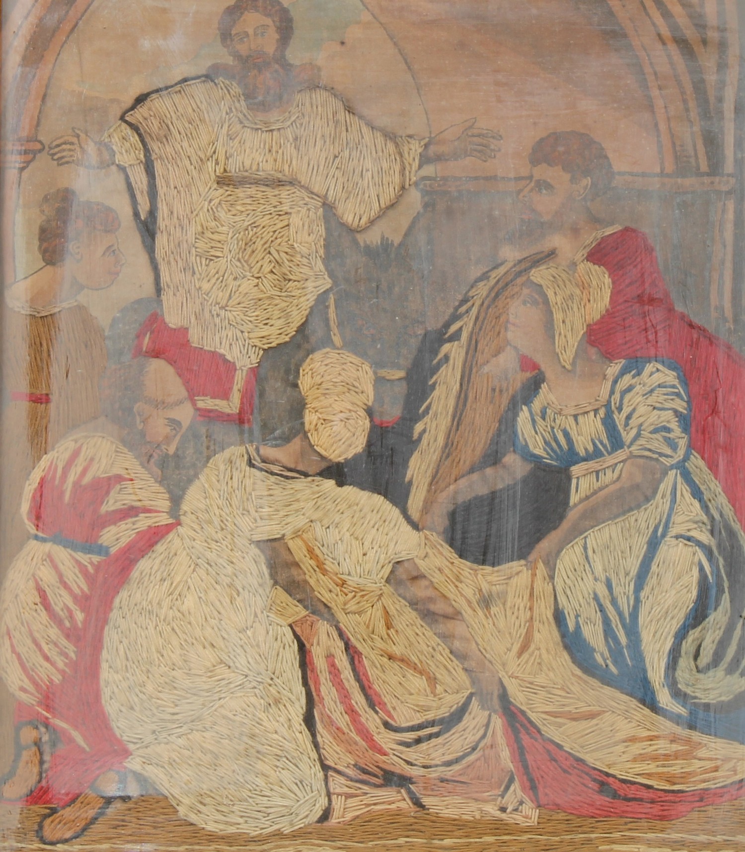 A post-Regency needlework religious picture, Jesus Preaching, 40.5cm x 34.5cm; another, Victorian - Bild 3 aus 3