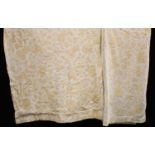 Textiles - a large pair of crewel work curtains, approx 230cm drop x 240cm width