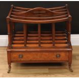 A George III style walnut and mahogany four-section Canterbury, 51cm high, 56cm wide, 41cm deep