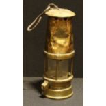 A miner's safety lamp, H M Edwards, Wakefield, 20cm high excluding hook