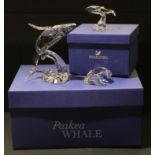 A Swarovski Crystal model, Paikea Whale, paperwork, boxed; baby whale, paperwork, boxed (2)