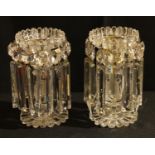 A pair of Regency cut glass lustres, 16.5cm high