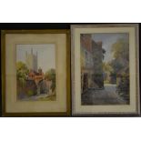 F.A. Ellingham (late 19th century) Local study, Off Queen Street, Derby signed, watercolour, 37cm