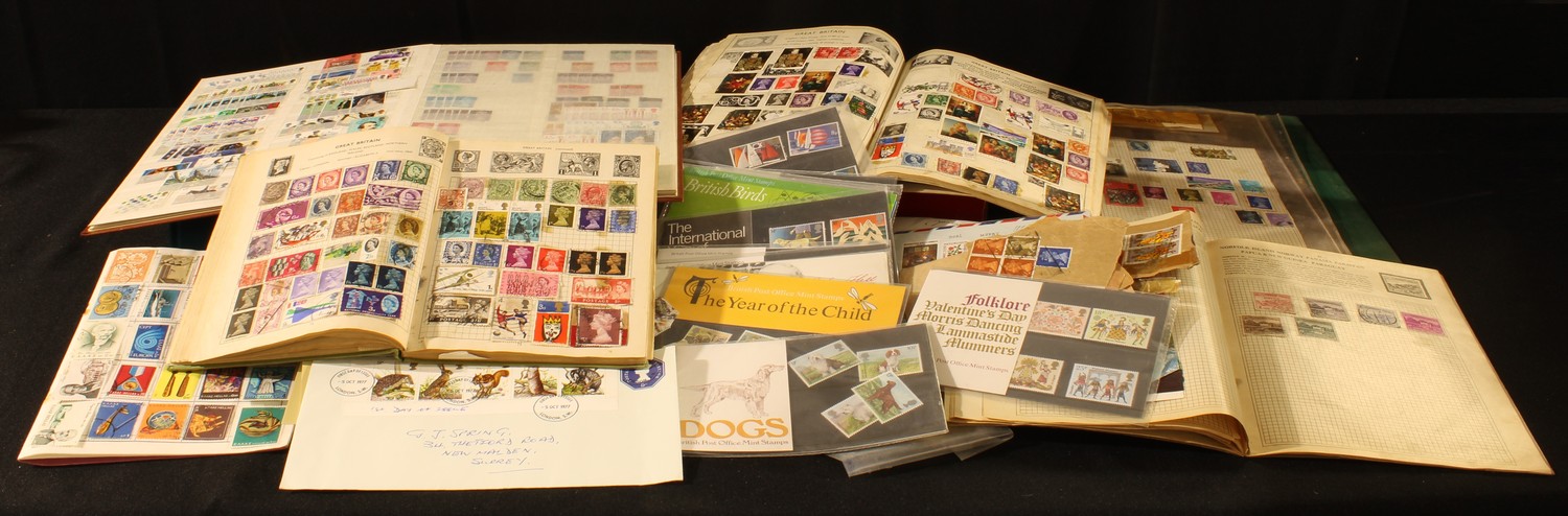 Stamps - general collection, packets, albums, etc, six albums, FDC, etc, postcards