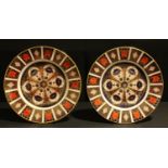 A pair of Royal Crown Derby Imari palette 1128 pattern dinner plates, 27cm, printed marks