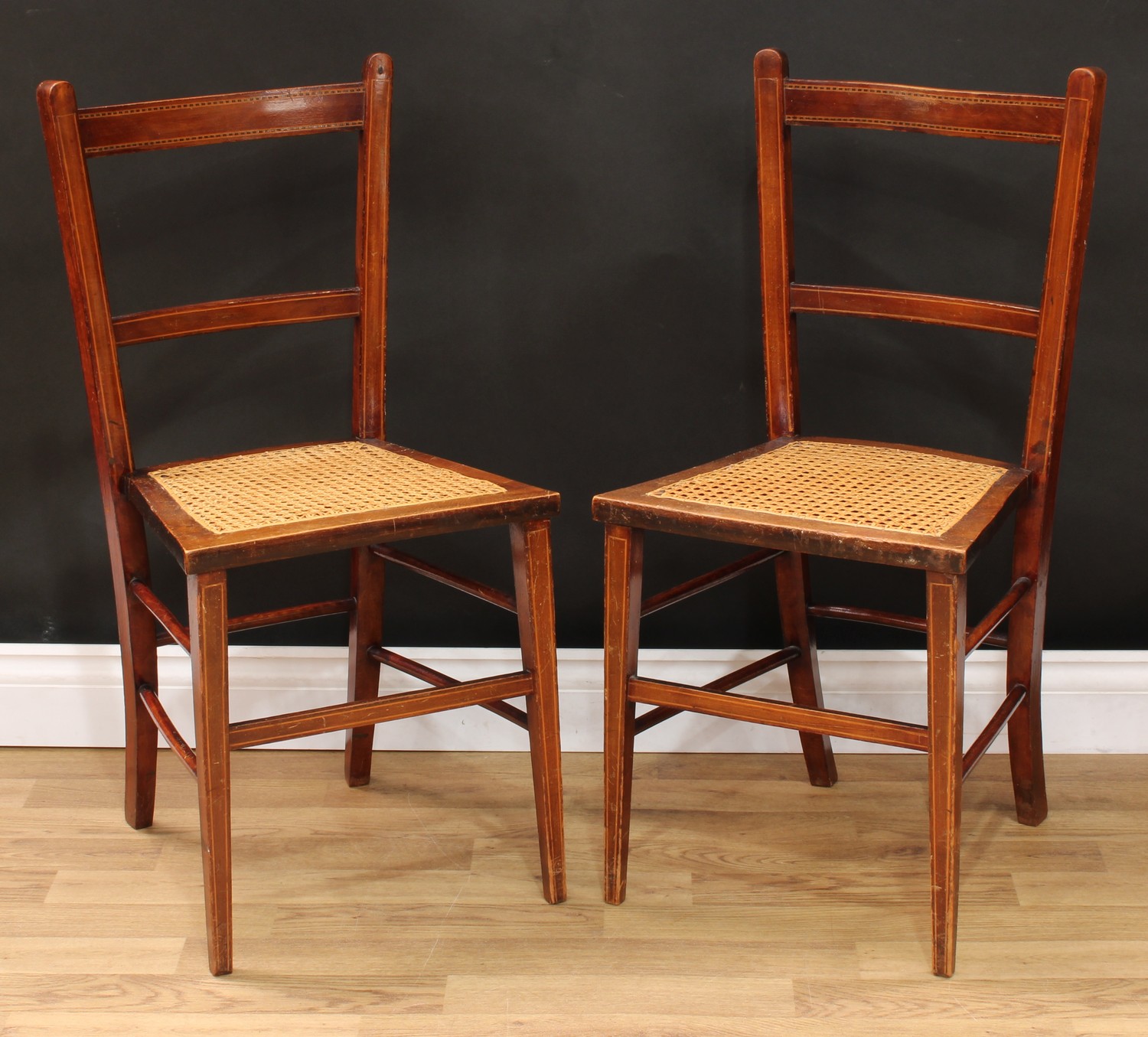 A pair of 'late Victorian' oak side chairs, 99cm high, 48cm wide, the seat 39cm deep; a pair of - Bild 6 aus 10