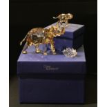 A Swarovski Crystal model, Cintra the Elephant, paperwork, boxed; baby elephant, paperwork, boxed (