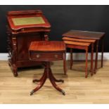 A Victorian style Davenport desk, 86cm high, 55cm wide, 56cm deep; a Regency style drop-leaf
