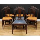 A set of seven Hepplewhite Revival mahogany dining chairs, comprising six side chairs, 92cm high,