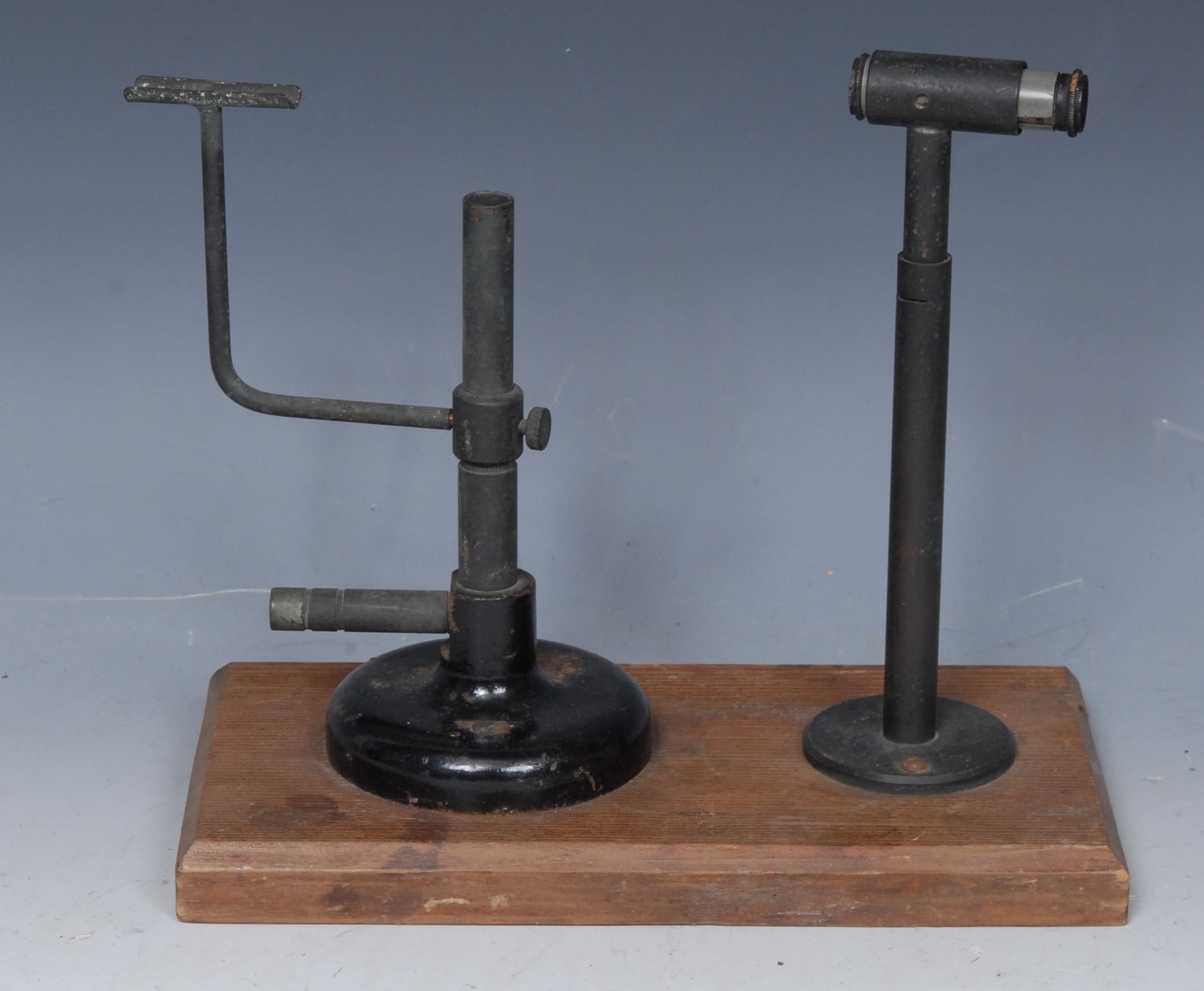 Scientific Instruments - a 19th century Chemistry Blow Pipe Spectrometer, wooden base