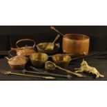 Brass and Copper - copper kettles, brass jam pan, other brass pans, copper log bin, etc