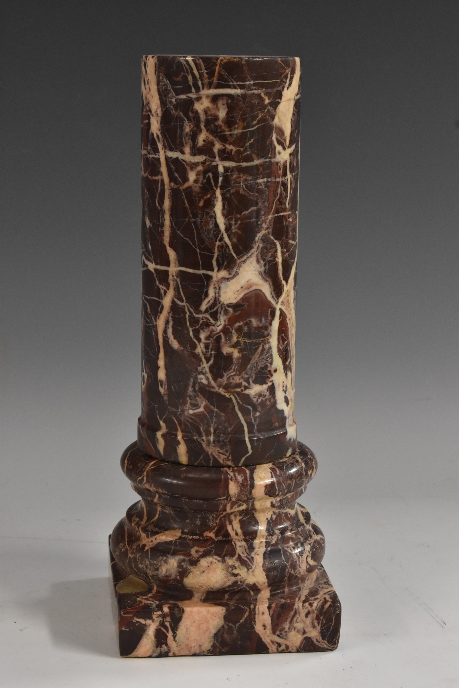 A Grand Tour type marble library model, of a column, square base, 26.5cm high