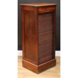 An early 20th century mahogany tambour front filing cabinet, in the manner of Globe Wernicke,