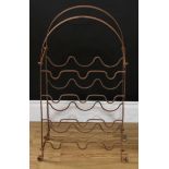 A French wrought iron wine rack, 71.5cm high, 43cm wide, 23.5cm deep