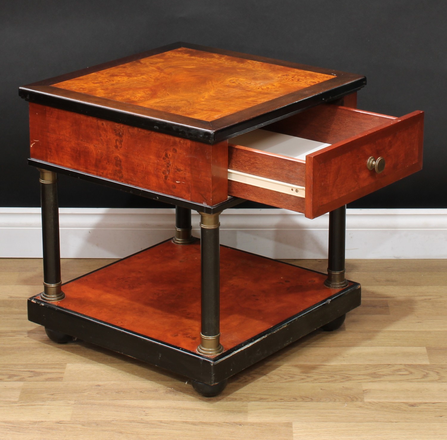 A George II style mahogany crossbanded walnut bow front chest, oversailing top above five - Bild 7 aus 7