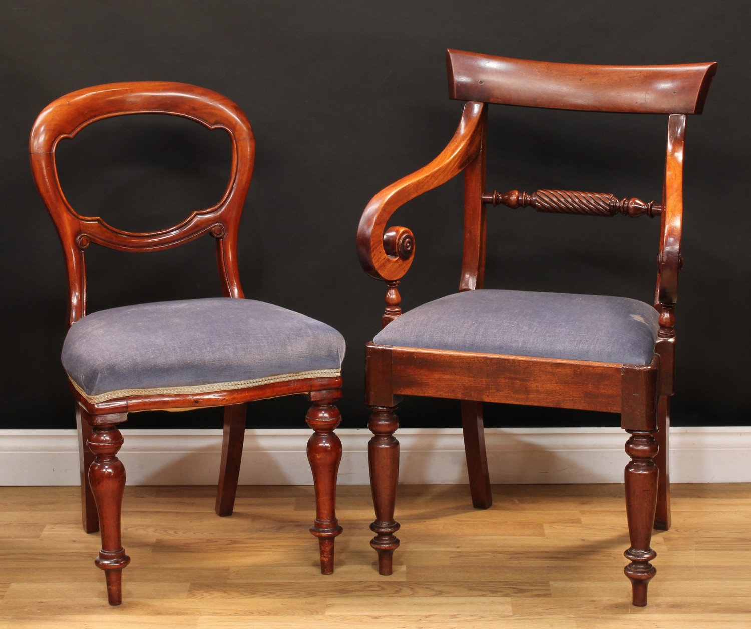 A William IV mahogany open armchair, rope-twist mid rail, 93cm high, 60cm wide, the seat 45cm wide - Bild 2 aus 8