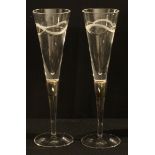 A pair of silver mounted champagne flutes, Carrs, Sheffield 2007 (2)