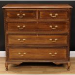 A Chippendale style chest, rectangular top with moulded edge above two short and three long