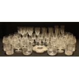 Glassware - a quantity of cut glass stemware including wines glasses, champagne flutes, brandy