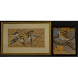 Eric Shepherd Garden Birds signed, dated 77, watercolour and gouache, 21cm x 42cm; another (2)