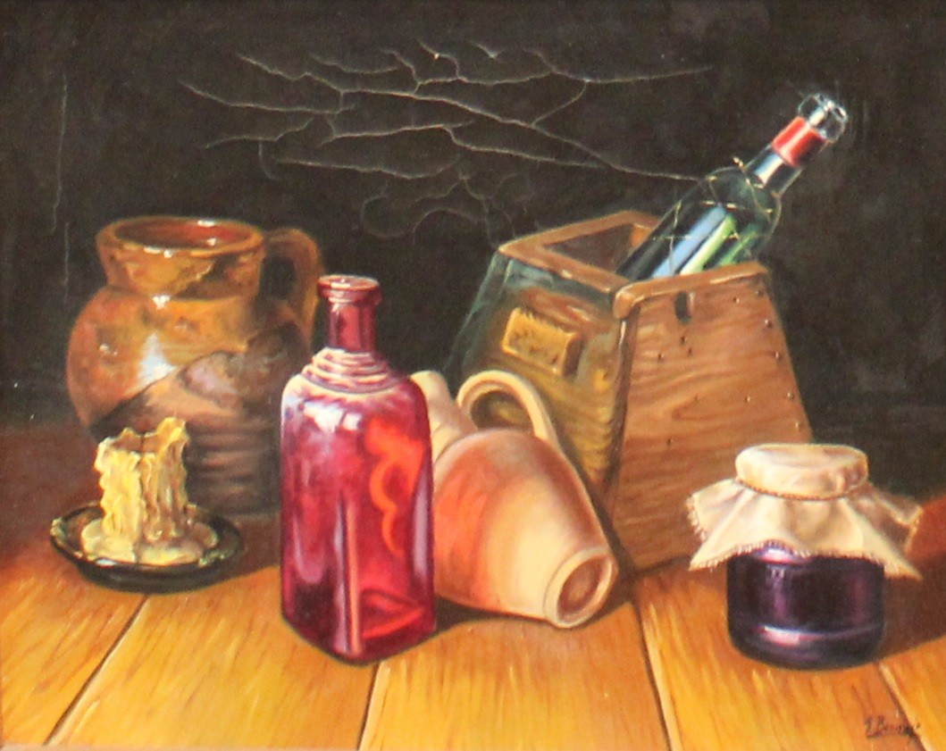 Pictures and Prints - Continental School, Wine Bottles, signed, oil, 59cm x 49cm; a pair of Still - Bild 4 aus 7