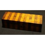 A George IV/William IV banded fruitwood work box, 24cm long
