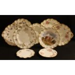 A Royal Crown Derby Royal Antoinette pattern shaped circular sandwich plate, 25cm, a similar