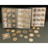 Coins - Farthings, Cartwheel penny and half; foreign; etc