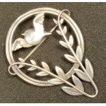 Arno Malinowski for Georg Jensen - a Danish silver brooch, no. 258, openwork circlet enclosing a