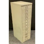 A twelve drawer metal filing cabinet, 97cm high, 42cm deep, 30.5cm wide