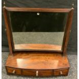 A George III mahogany dressing table mirror, rectangular mirror, three short drawers. 60cm high