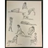 Jordi Nunez Segura (Bn 1932) Nudes Multiple Positions, preparatory sketch, signed, 64.5cm x 50cm