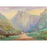 Ivor Mackenzie, Riding the Ravine, Sheep to the side, signed, watercolor, 47cm x 63cm