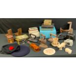 Boxes and Objects - Flatware; shoe last; tins; solitaire; onyx; flatware; etc
