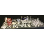 Glassware - a Villeroy and Boch wine cooler; glass decanters; cut glass pedestal bowl; LSA