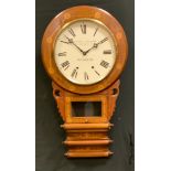 A late Victorian mahogany drop dial wall clock, marquetry inlaid case, inscribed Stephen L Edgcumbe,