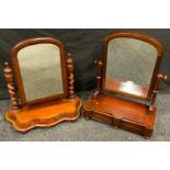 Late victorian mahogany arch topped toilet mirror serpentine bade 53cm hight x 51cm wide; another