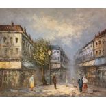 Burnett (20th century) Parisian Street Scene, signed, oil on canvas, 50cm x 60cm