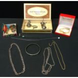 Jewellery & Silver - a silver curb link Albert Chain; necklace; pair of silver bottle pourers ;