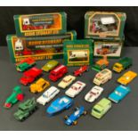 Diecast vehicles - Matchbox, no.12; others, Dumper truck, 48; Caterpillar Bulldozer, 18; BRM