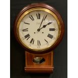A late 20th century mahogany wall clock, Comitti of London, Hermle movement, bold Roman numerals,