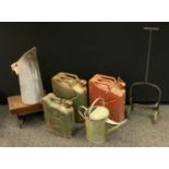 Metal jerry cans; galvanized watering can; ect (7)