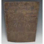 Memento Mori, The Macabre - a 19th century brass shaped rectangular coffin plate, Ann Richardson,