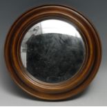 A French convex looking glass, 16cm mirror plate, turned frame, 24cm diam overall
