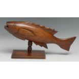 Travel, South Seas - a Pitcairn Island carving, of a fish, pedestal mount, 32cm long, early 20th