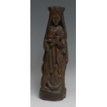 A post-Medieval softwood carving, of Mary, Queen of Heaven and the Christ Child, 25.5cm high