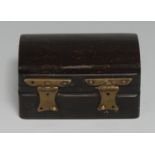 A 19th miniature casket, in exotic timber, hinged cover, 7cm wide