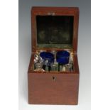 Medical - a 19th century mahogany rectangular apothecary box, hinged cover enclosing an