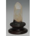 Natural History - Geology, a quartz crystal prism, mounted for display, 9cm high overall